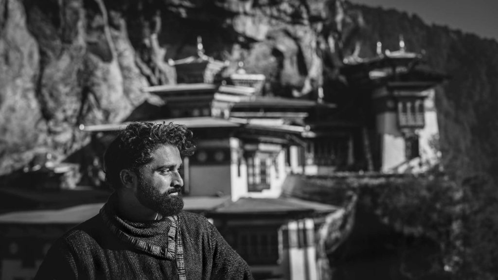 man at tiger's nest monastery, Bhutan